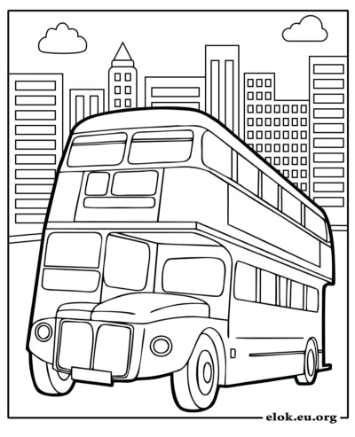 Kleurplaat Dubbeldekker Bus